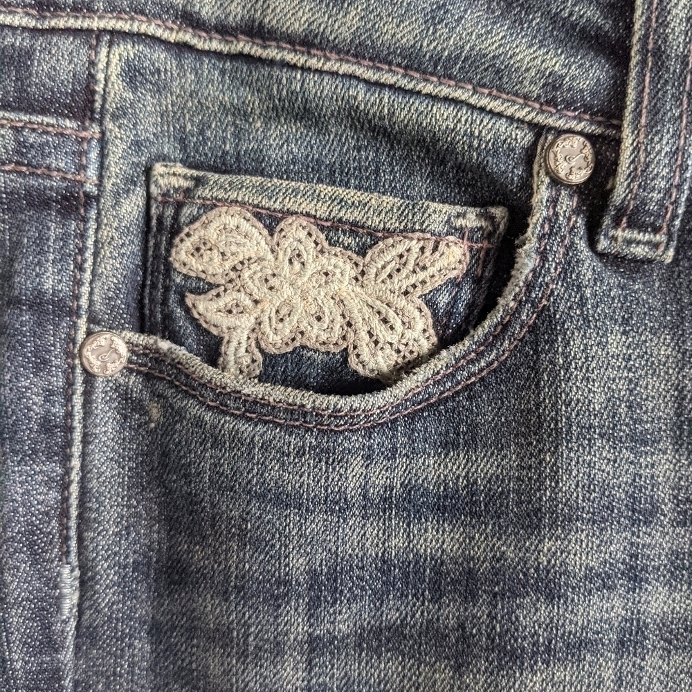 PAIGE Jeans Embroidered Pockets Benedict Canyon Straight Leg 26 - Picture 4 of 12